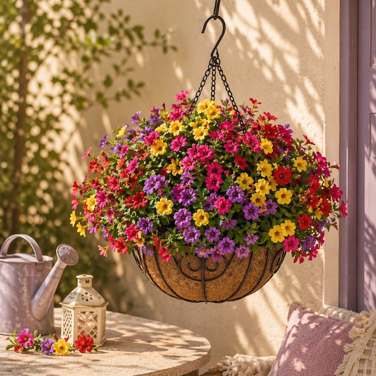 Elegant Artificial Hanging Flower Basket