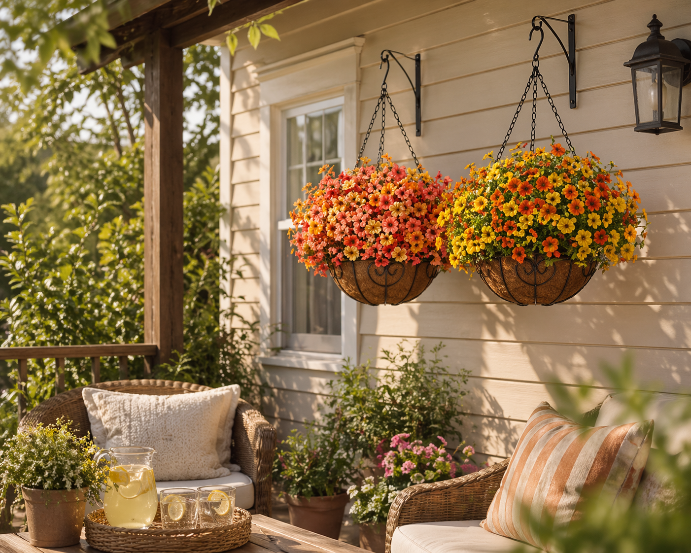 Elegant Artificial Hanging Flower Basket